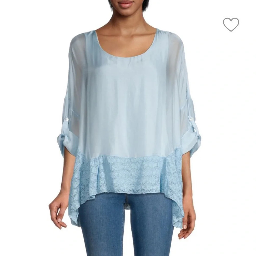 Baby blue French silk blend small blouse
